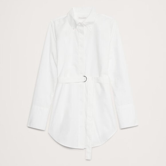 NWT Banana Republic White Cotton Poplin Belted Button-Up Tunic Top Shirt PS - Picture 4 of 4